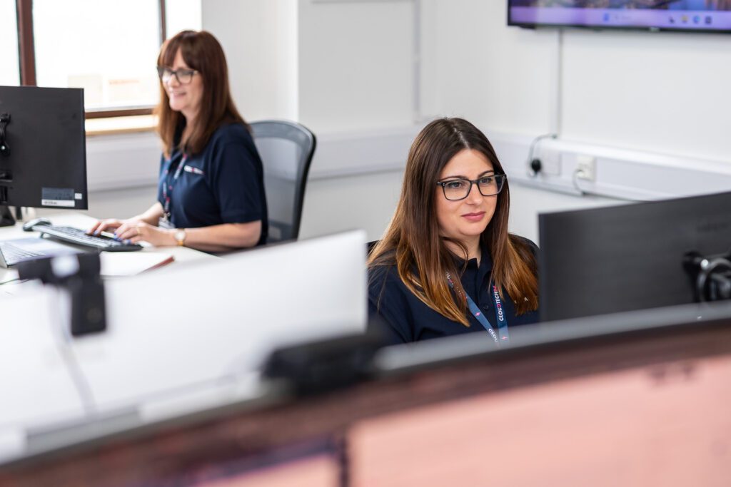Two IT technicians in the CloudTech24 headquarters in Woking Surrey